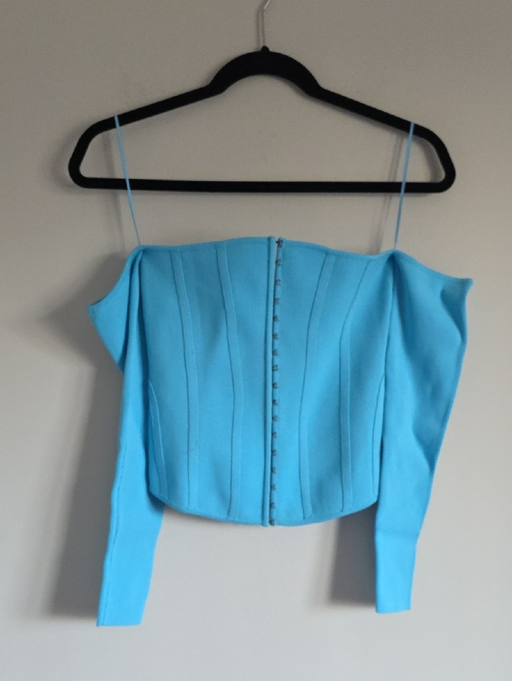 ZARA | Blue Knit Bustier Corset Top Attached Sleeves Size S - Picture 2 of 5